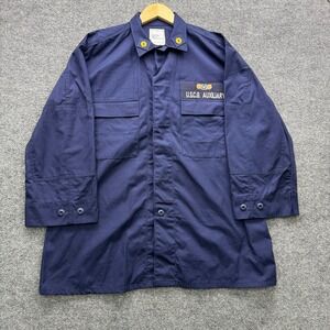 US Military USCG Auxiliary Utility Shirt Mens 47 Regular Blue Ripstop Workwear